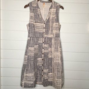 🌵Anthropologie Maeve Gray Print Button Up Dress